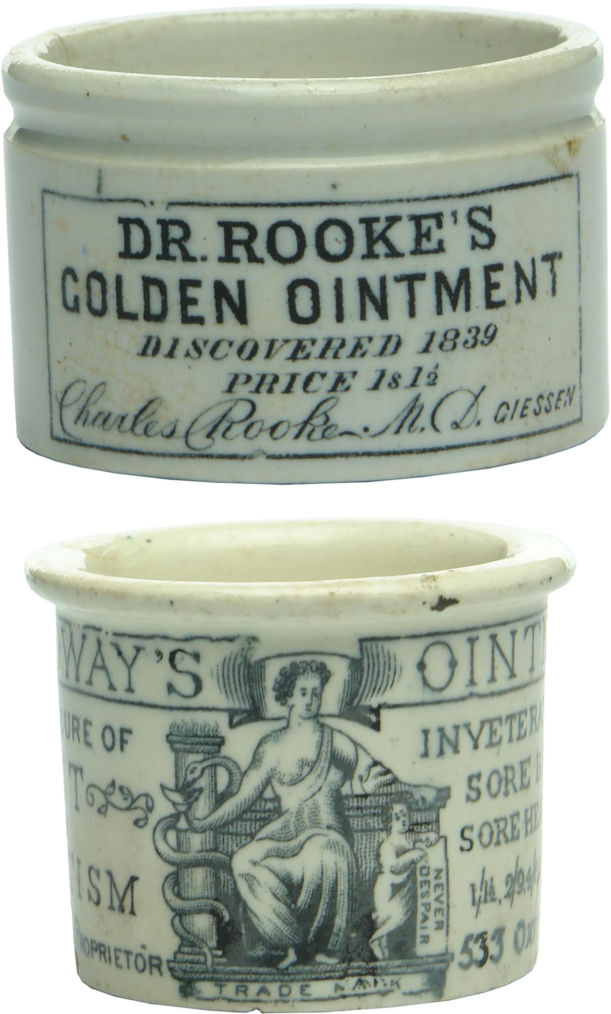 Old Antique Quack Cure Pots