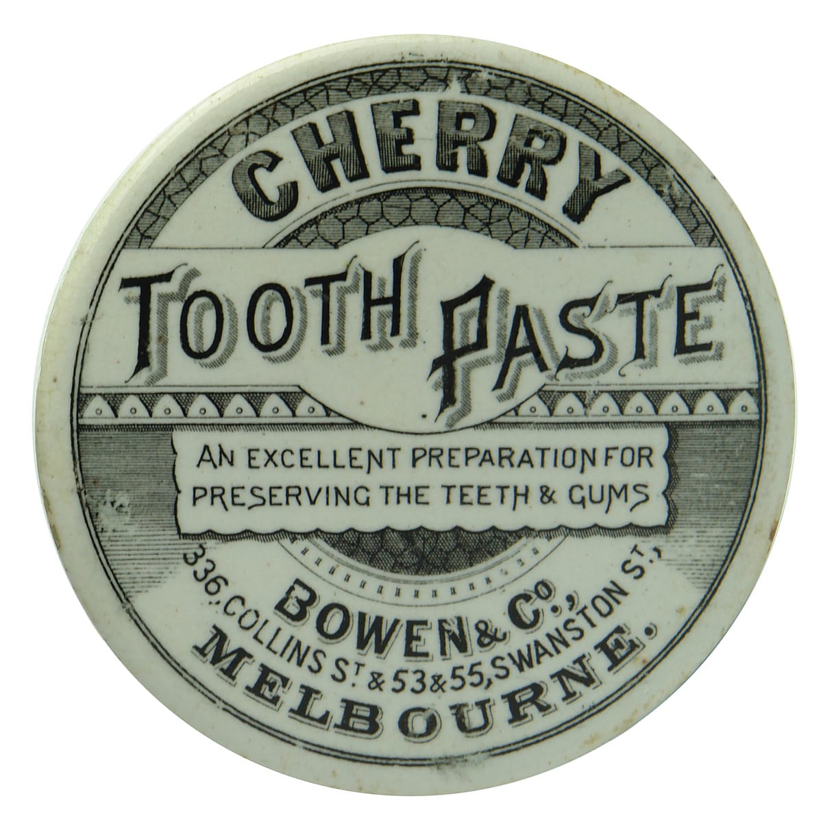 Bowen Melbourne Cherry Tooth Paste Antique Pot Lid