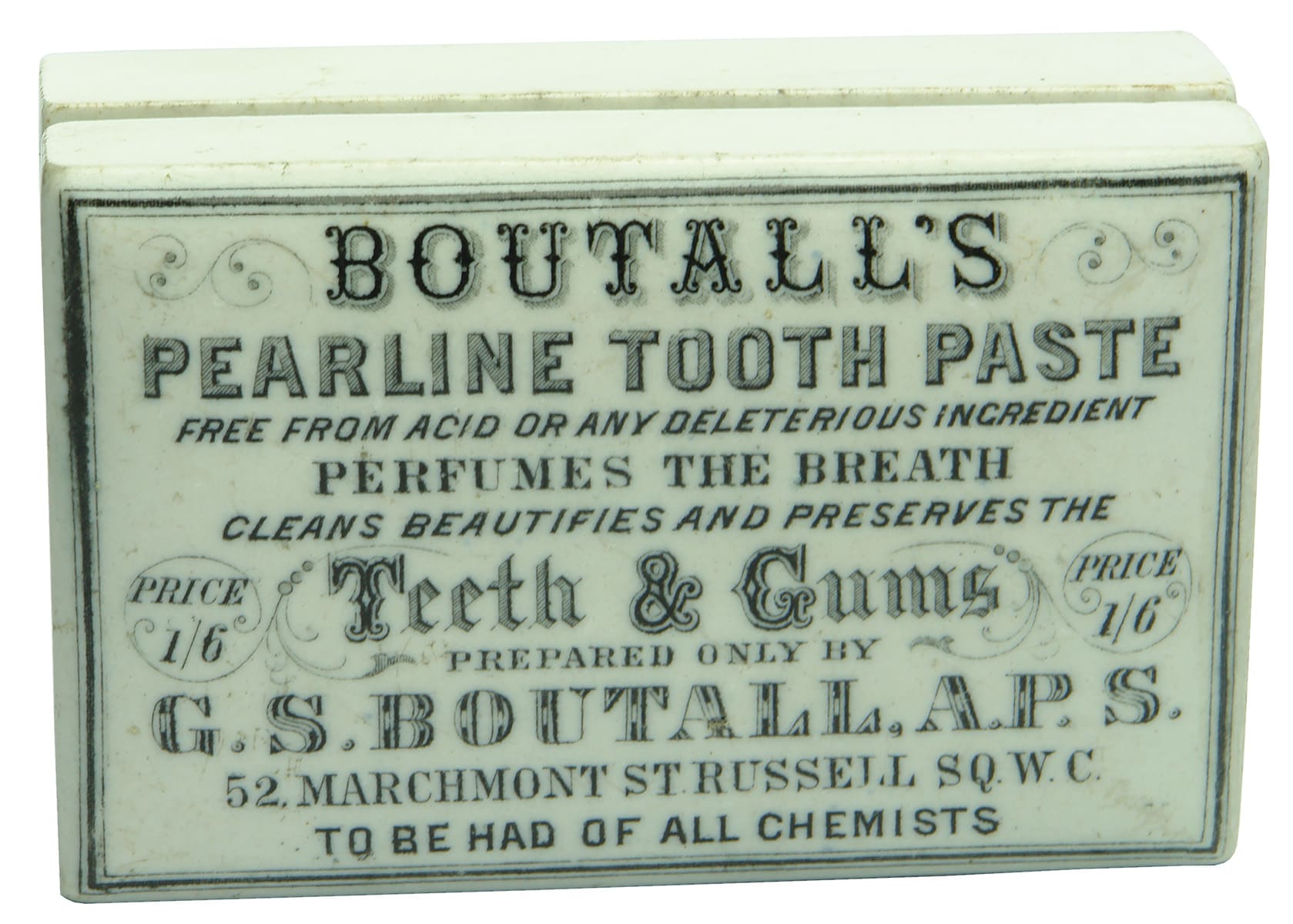 Boutall's Pearline Tooth Paste Antique Pot Lid