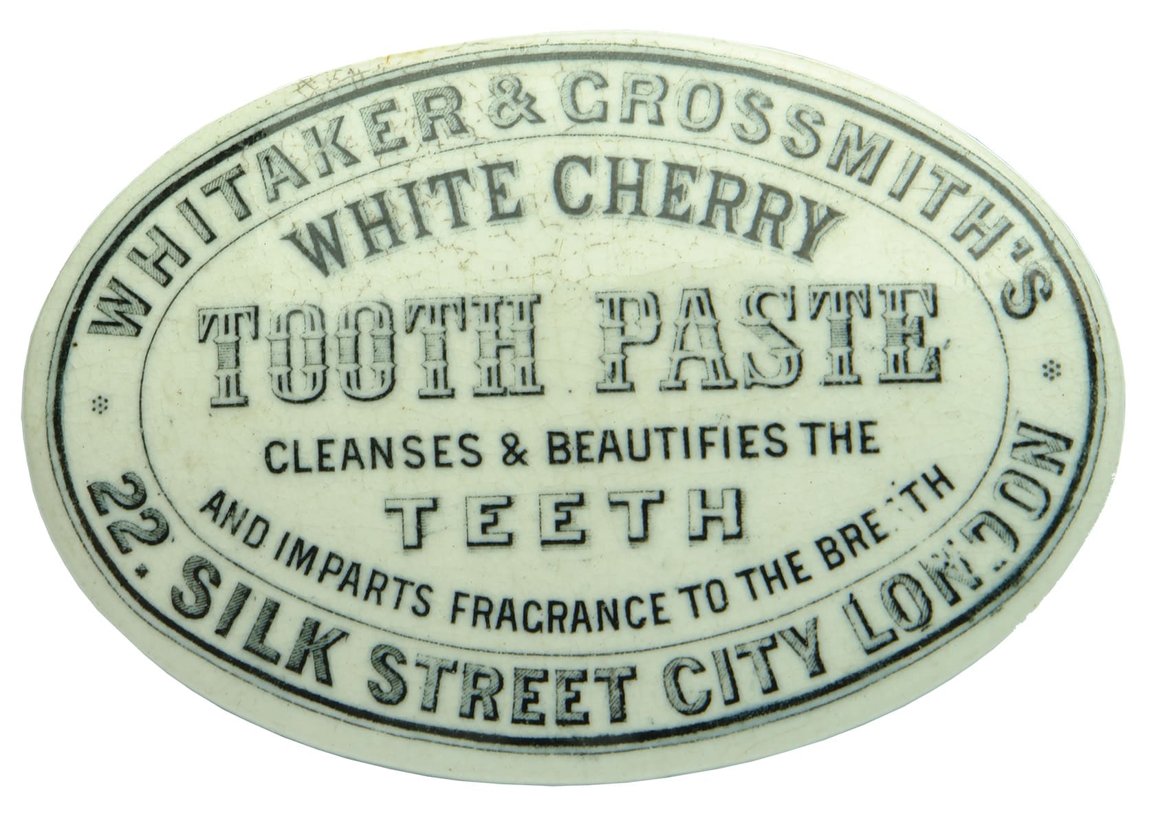 Whittaker Grossmith White Cherry Tooth Paste Antique Pot Lid