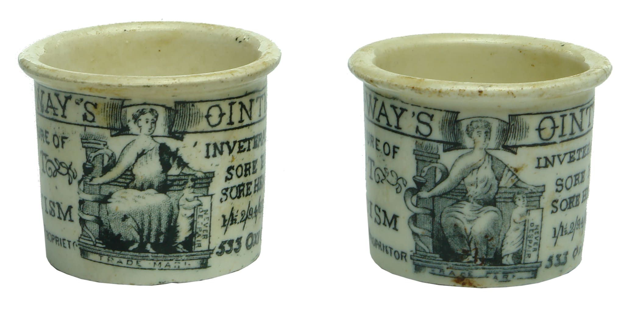 Old Antique Holloways Ointment Pots