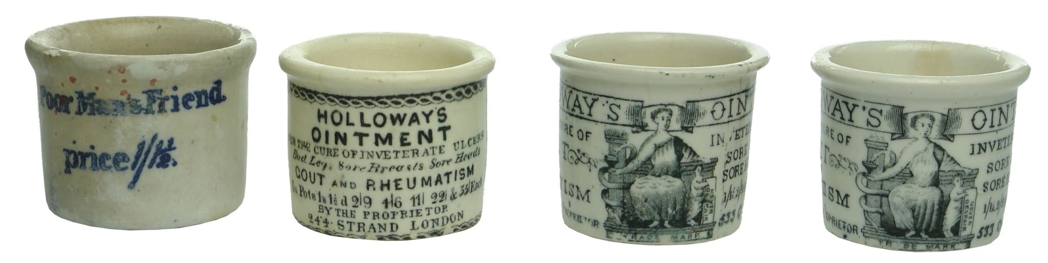 Old Antique Holloways Ointment Pots