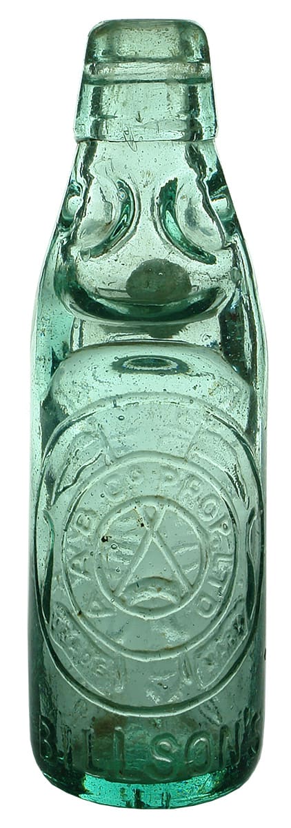 Billsons Anglo Australian Brewery Beechworth Tallangatta Codd Marble Bottle