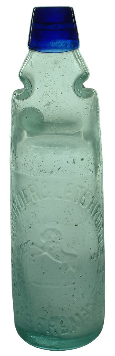 Crowder Letchford Perth Fremantle Reliance Patent Codd Marble Bottle