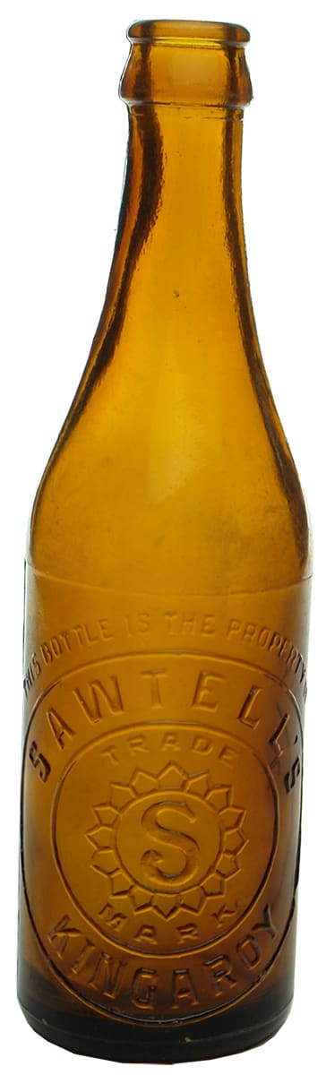 Sawtells Kingaroy Amber Glass Crown Seal Bottle
