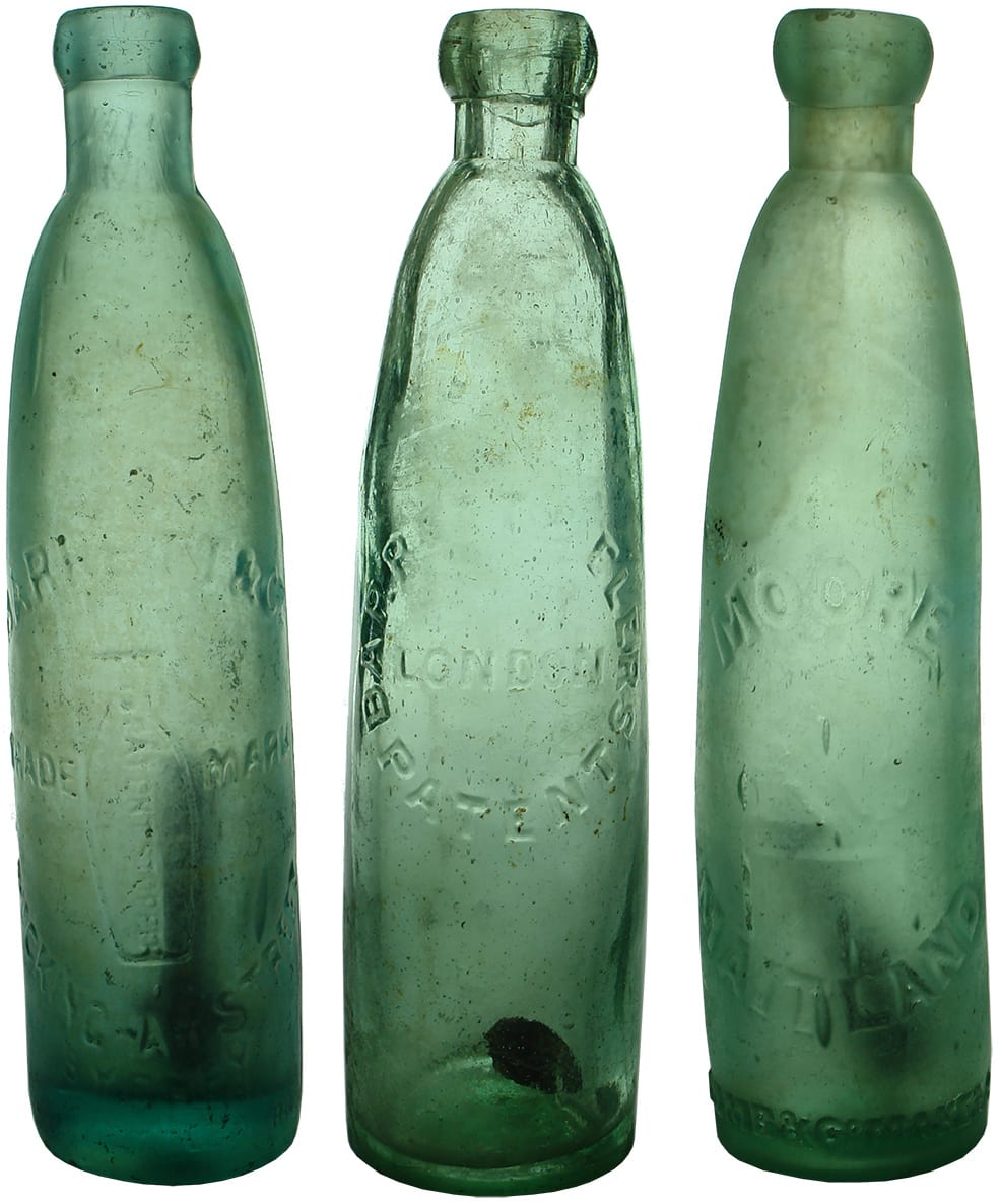 Patent Stick Stoppered Soft Drink Antique Bottles