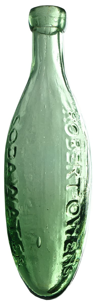 Robert Owens Soda Water Carnarvon Antique Torpedo Bottle
