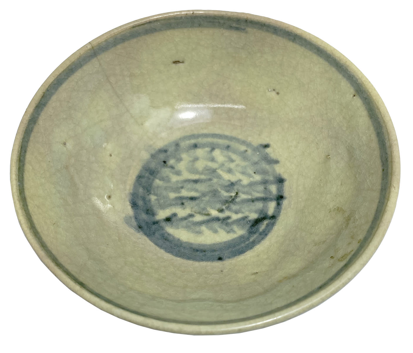 Chinese Ceramic Grey Blue White Pattern Plate