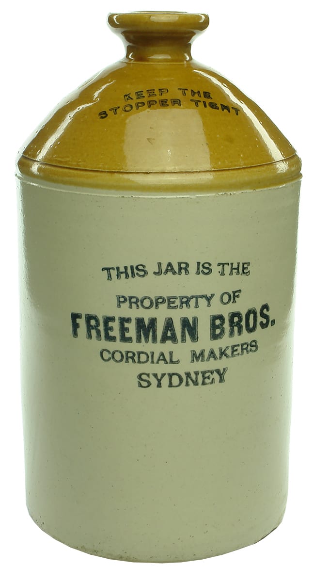 Freeman Bros Cordial Makers Sydney Stoneware Demijohn