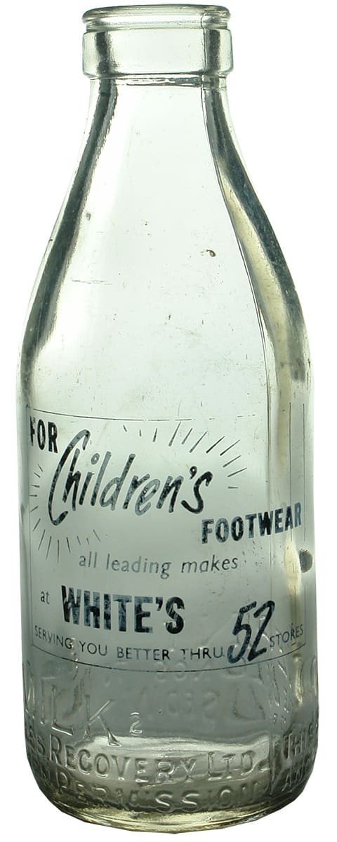 Whites Childrens Footwear Advertising Pint Milk Bottle