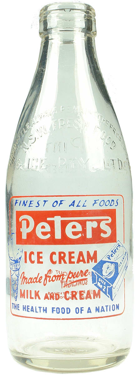 Peters Ice Cream Health Food Pint Milk Bottle