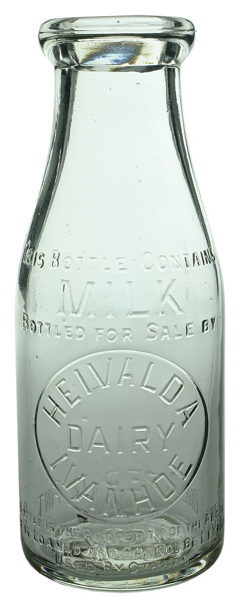 Heivalda Dairy Ivanhoe Pint Milk Bottle