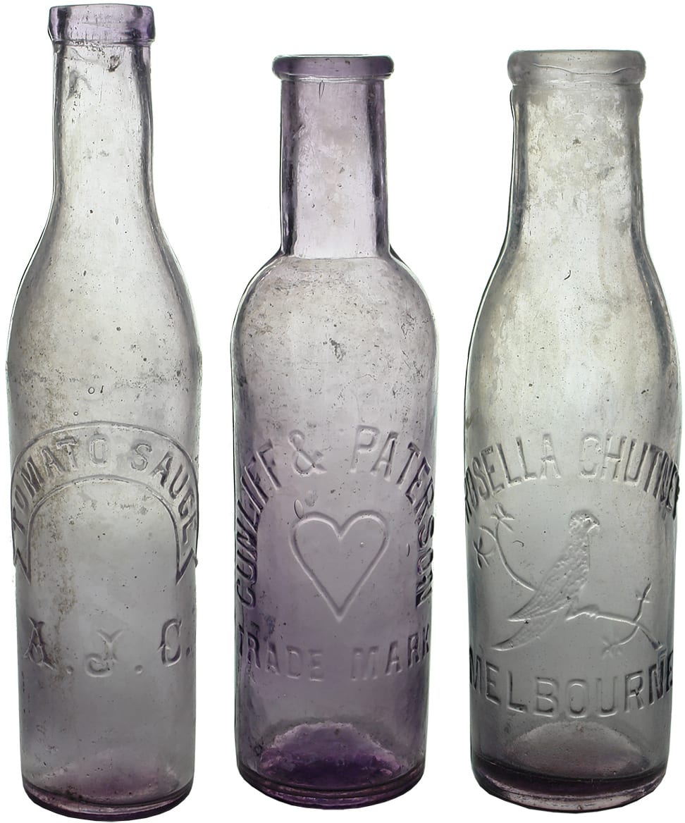 Old Household Sauce Pickle Condiment Bottles