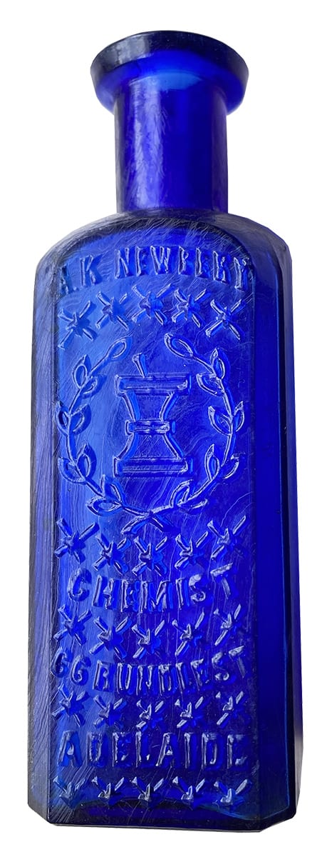 Newbery Rundle Street Adelaide Blue Poison Bottle