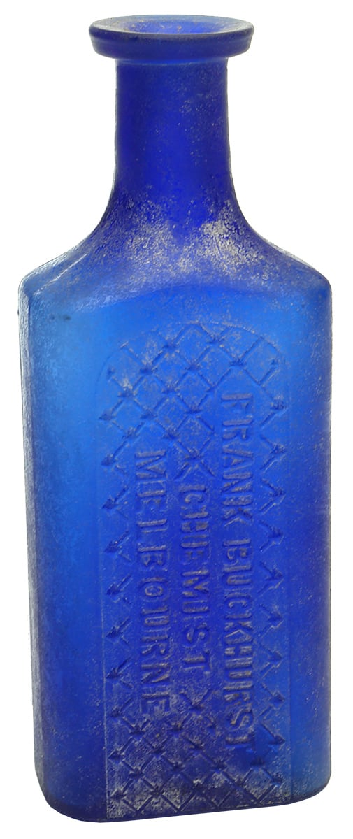 Frank Buckhurst Chemist Melbourne blue Poison Bottle