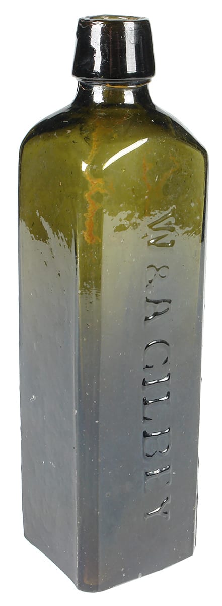 Gilbey Silver Stream Schnapps Black Glass Bottle