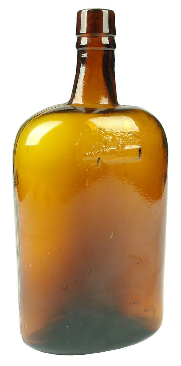 Curcier Adet Sydney Antique Amber Glass Flask Bottle