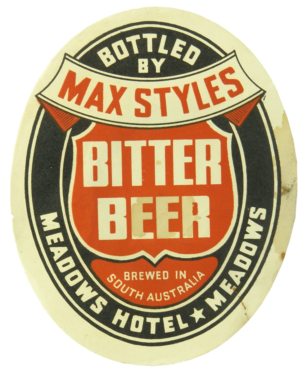 Max Styles Bitter Beer Meadows Hotel Beer Label