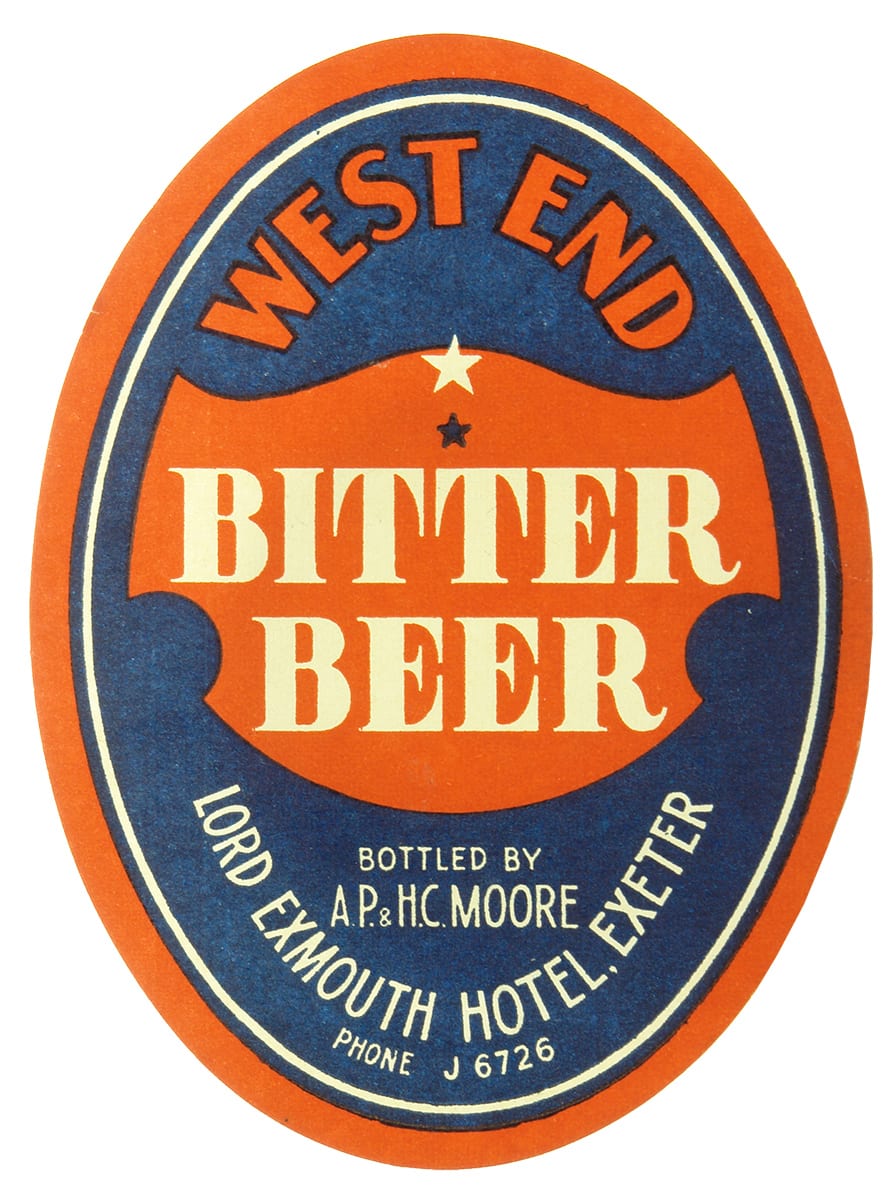 West End Bitter Beer Moore Exeter Beer Label