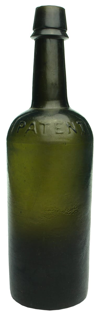 Patent Bristol Old Black Glass Bottle