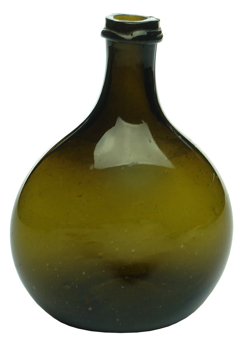 Chestnut shaped Old Black Glass Bottle