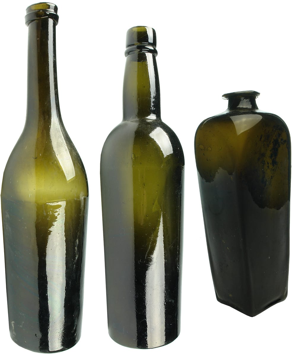 Old Black Glass Bottles