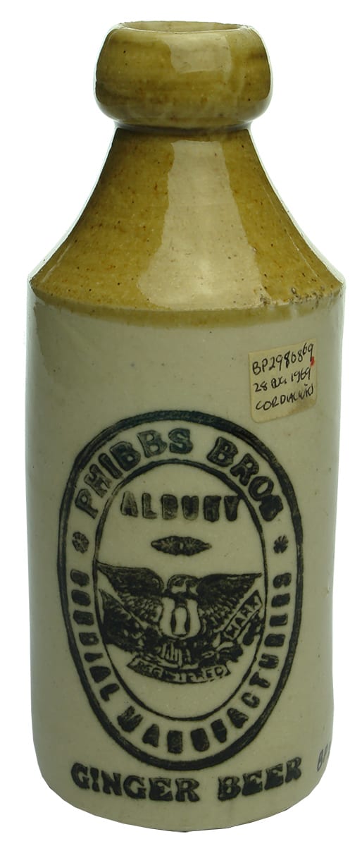 Phibbs Bros Albury ginger beer bottle