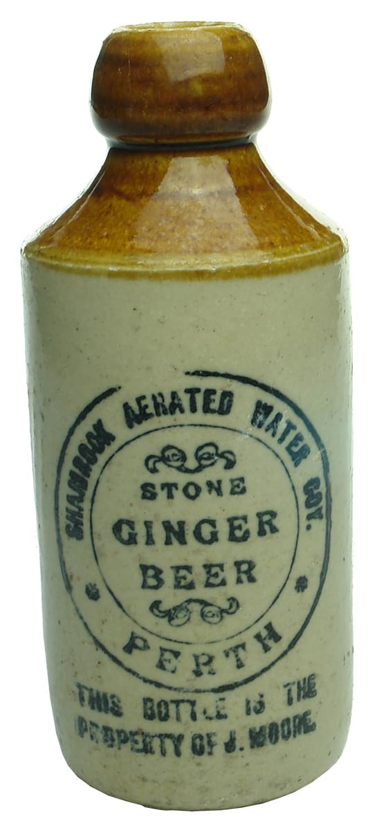 Shamrock Aerated Water Perth ginger beer bottle