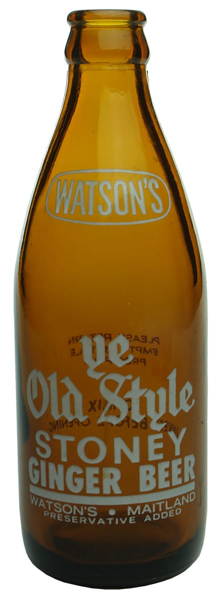 Watson's Maitland Glass ginger beer bottle