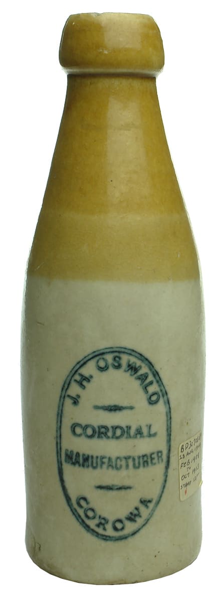 Oswald Corowa ginger beer bottle