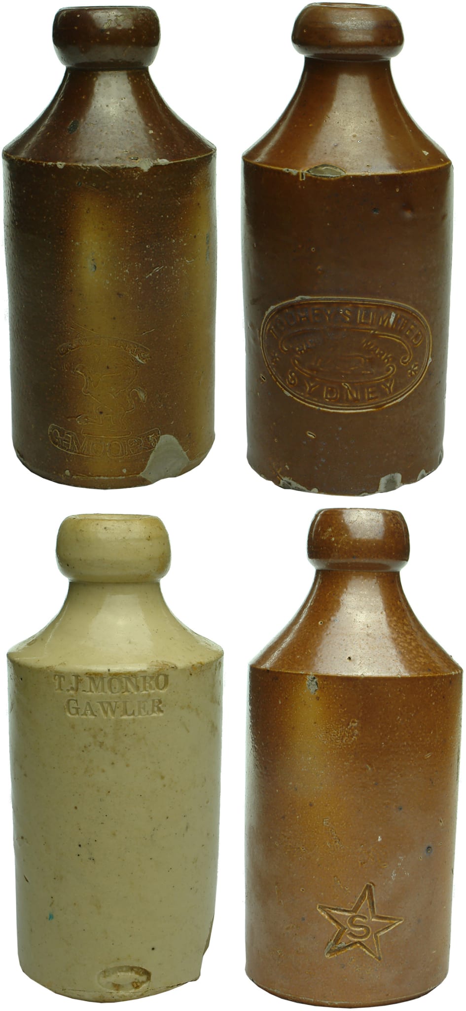 Old Antique Stone Ginger Beer Bottles