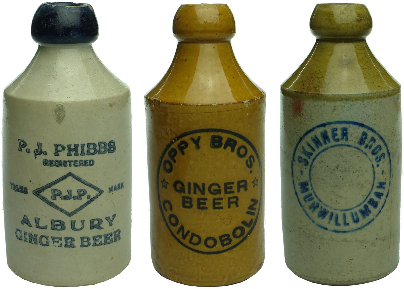 Old Antique Stone Ginger Beer Bottles