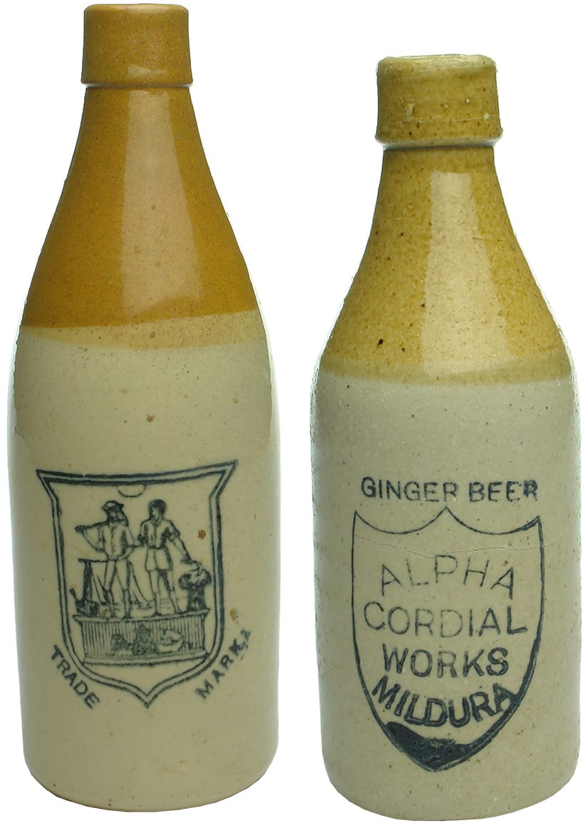 Old Antique Stone Ginger Beer Bottles