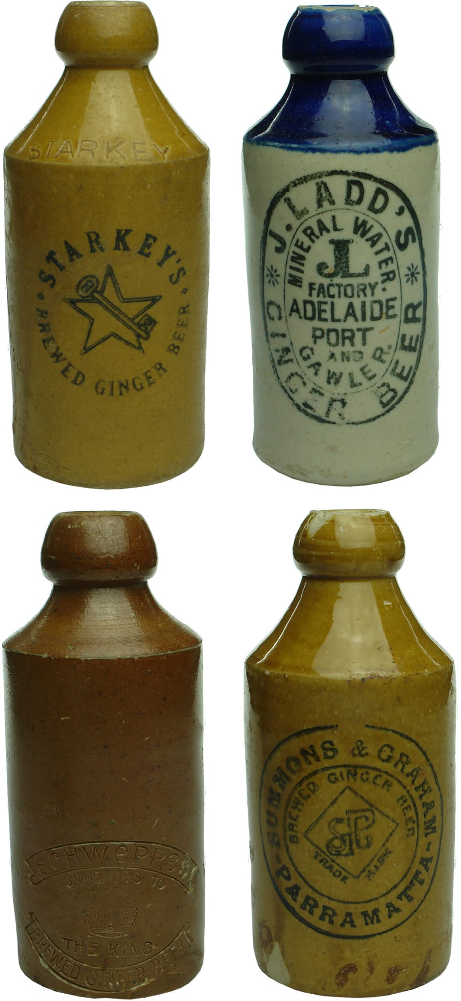 Old Antique Stone Ginger Beer Bottles