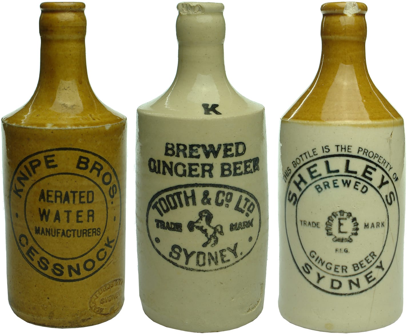 Old Antique Stone Ginger Beer Bottles