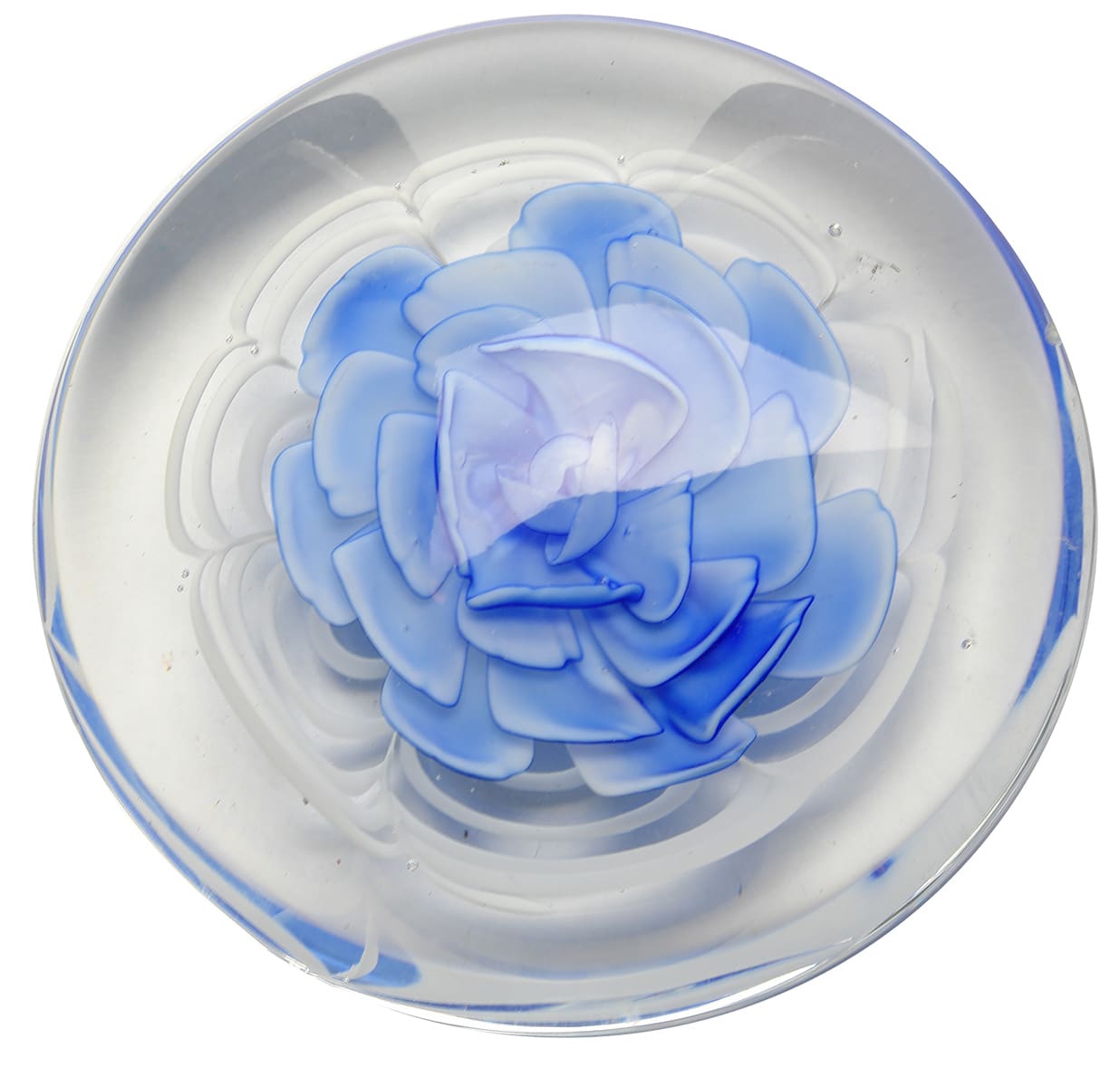 Blue Floral Glass Patterned Paperweight