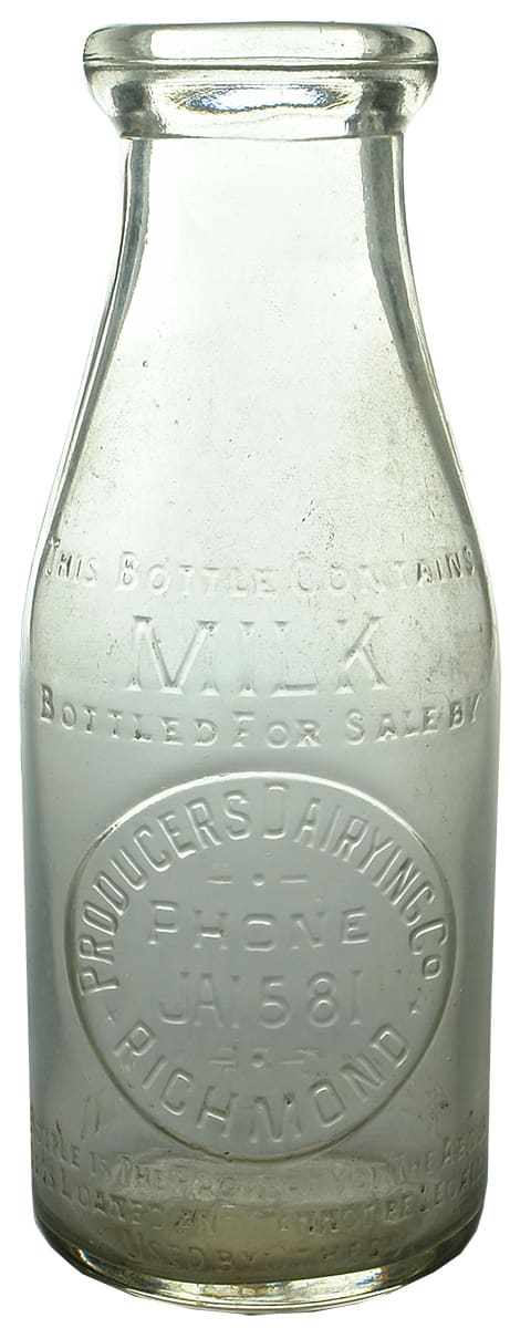 Producers Dairying Richmond Milk Bottle