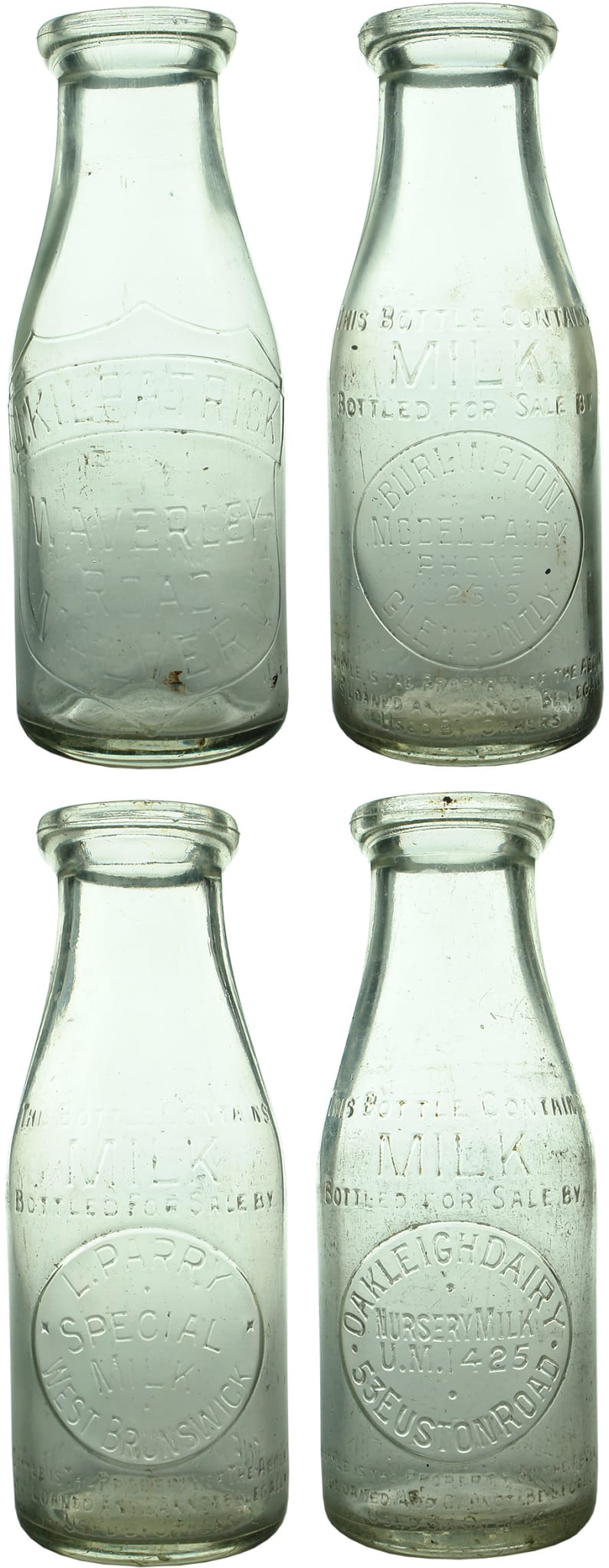 Old Vintage Pint Milk Bottles