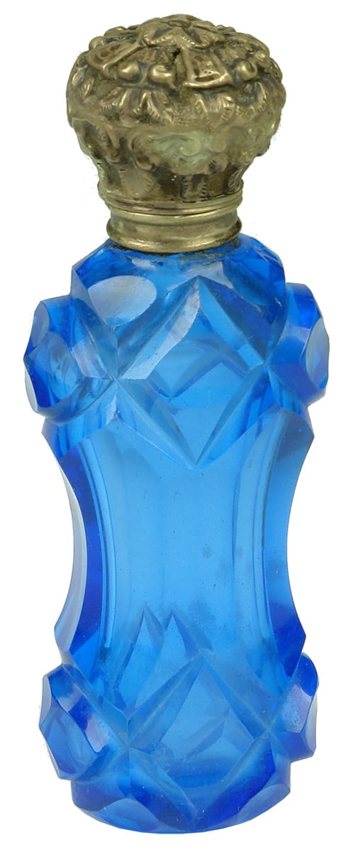 Blue Glass Pinch Waisted Perfume Bottle