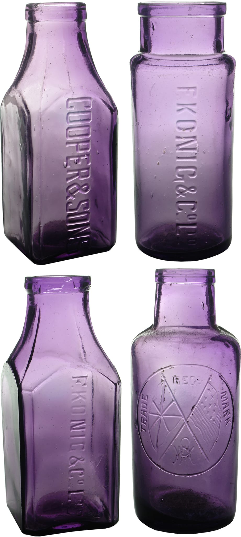 Old Antique Purple Glass Pickle Jars