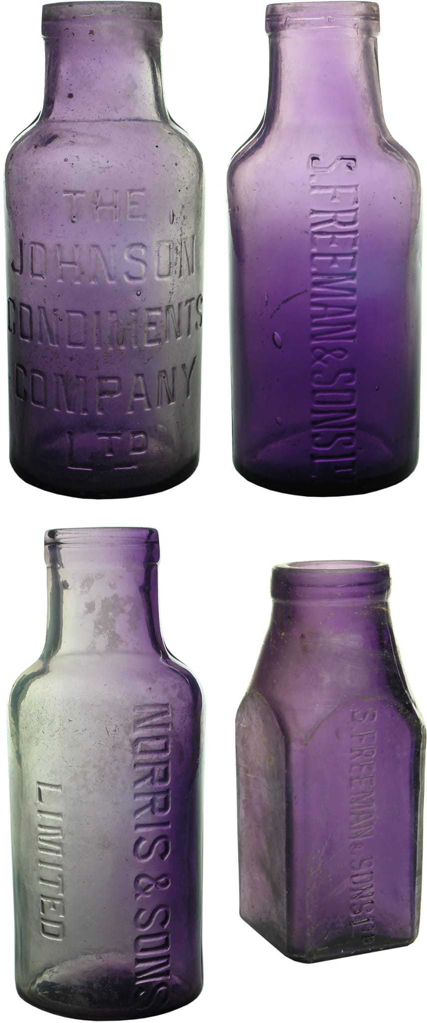 Old Antique Purple Glass Pickle Jars