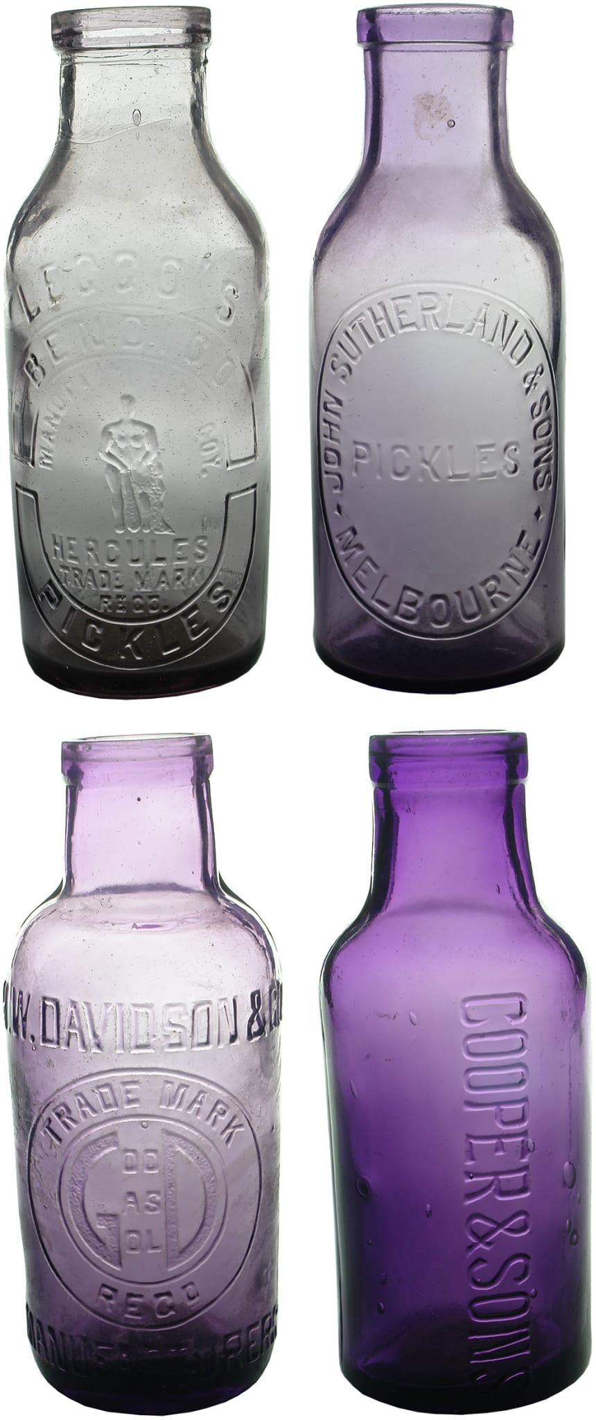 Old Antique Purple Glass Pickle Jars