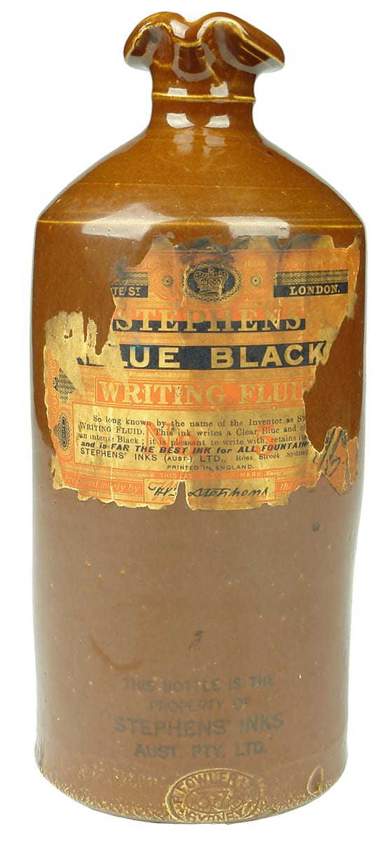 Stephens Inks antique stoneware bottle