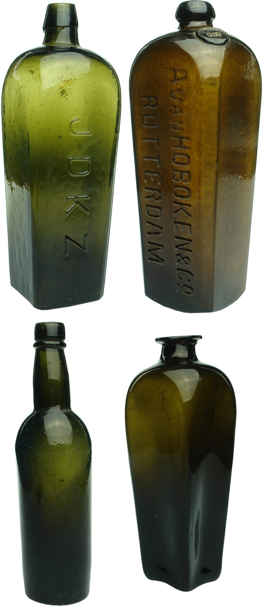Antique black Glass Bottles