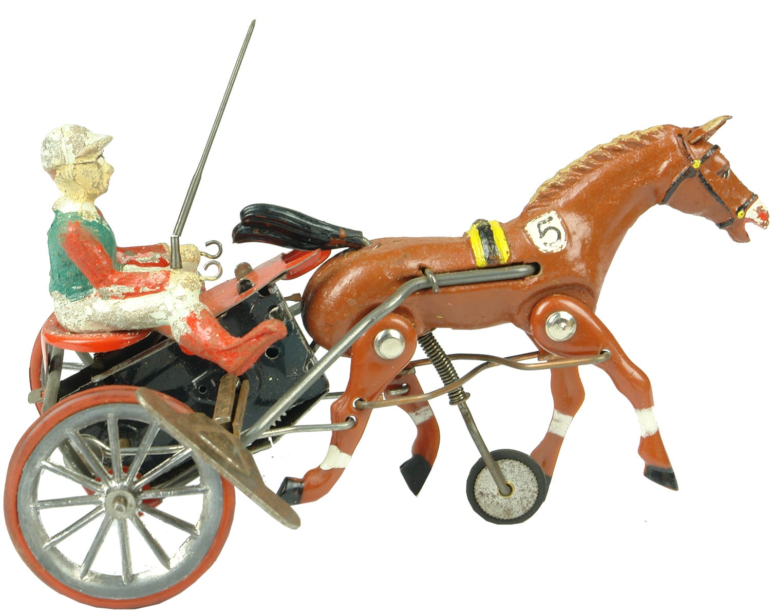 Wind up tin toy horse and buggy