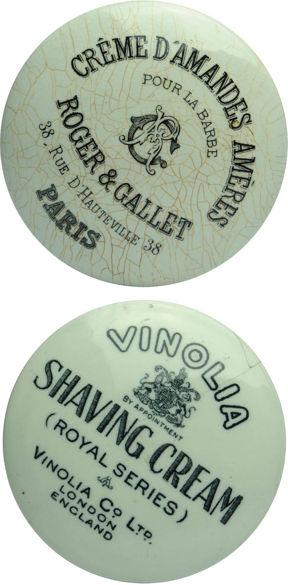 Antique Shaving Cream Pot Lids