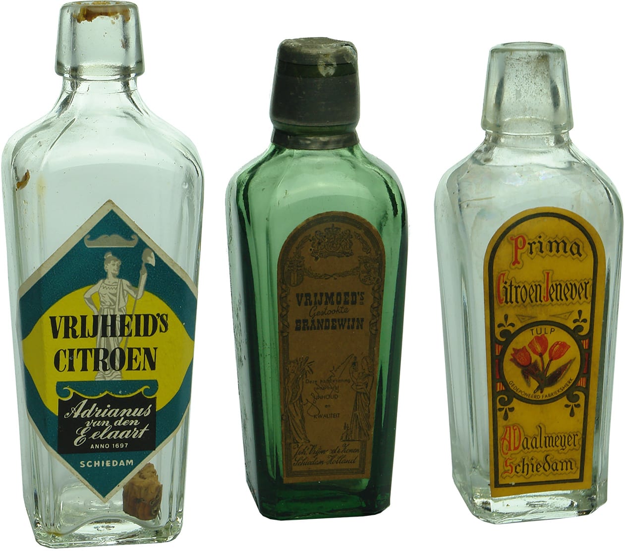 Antique Sample Labelled Gin Bottles