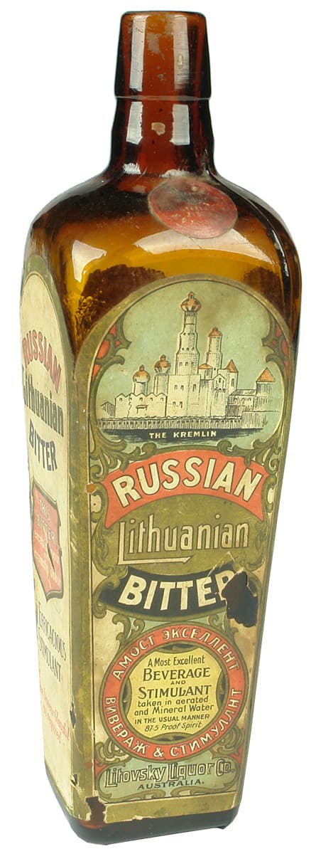 Russian Lithuanian Bitters Labelled Bottle