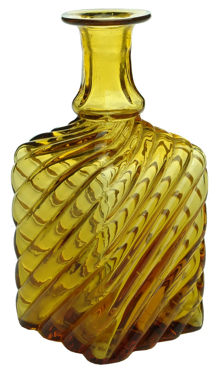 Ribbed Pontil Amber Antique Spirits Bottle