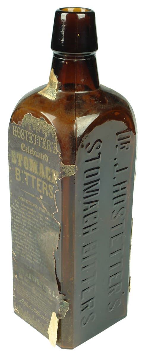 Hostetter's Stomach Bitters Labelled Antique Bottle